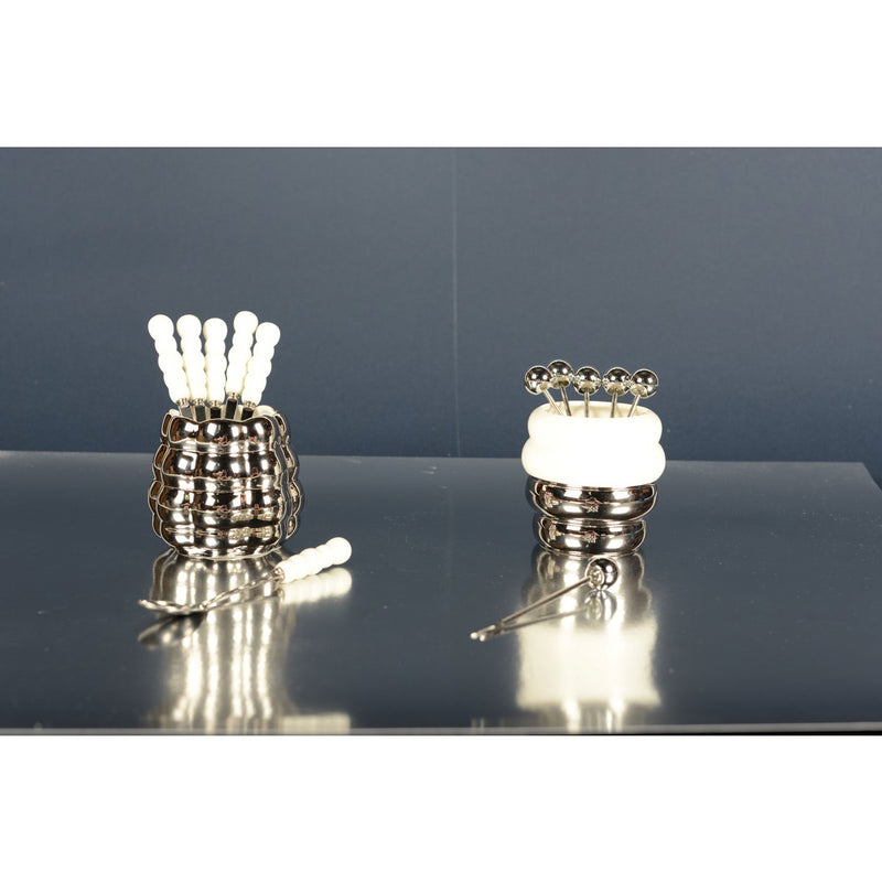 APERITIEFSTICKS MET WITTE EN ZILVEREN HOUDER