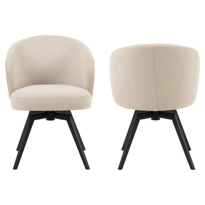HSM Collection-Eetkamerstoel Alma + Armleuning-80x55x44-Creme/Zwart-Stof/Metaal